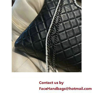 Chanel Aged Shiny Lambskin, Crystal Pearls  &  Black Metal Shopping Bag AS4222 2023